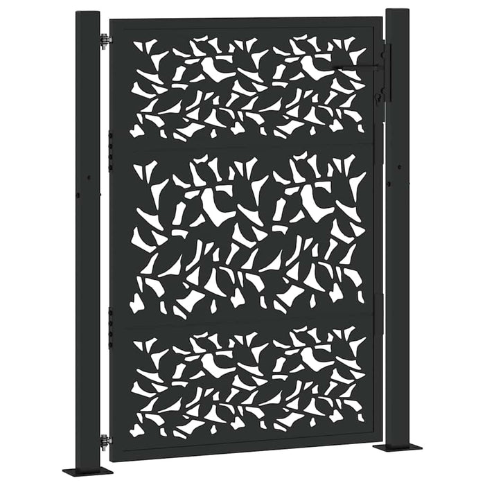 Poartă de grădină neagră 100x125 cm, model frunze de oțel WALTI