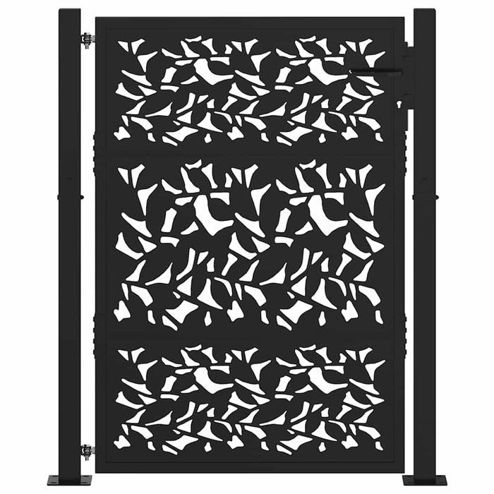 Poartă de grădină neagră 100x125 cm, model frunze de oțel WALTI