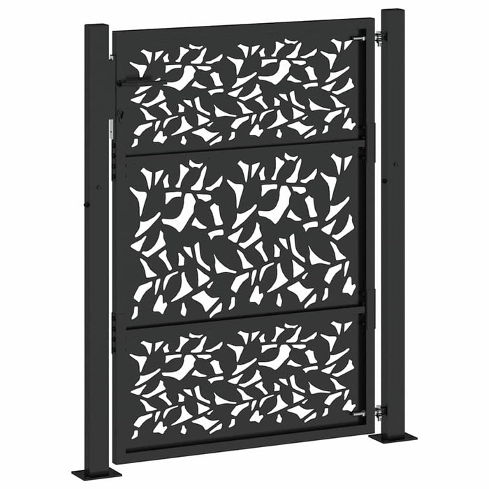 Poartă de grădină neagră 100x125 cm, model frunze de oțel WALTI