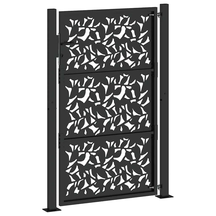 Poartă de grădină neagră 100x150 cm, model frunze de oțel WALTI