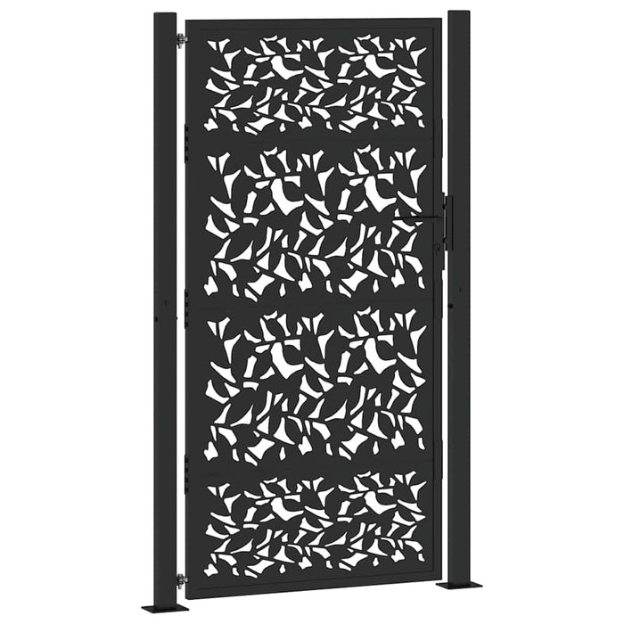 Poartă de grădină neagră 100x175 cm, model frunze de oțel WALTI
