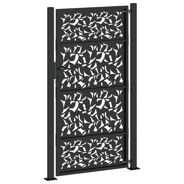 Poartă de grădină neagră 100x175 cm, model frunze de oțel WALTI