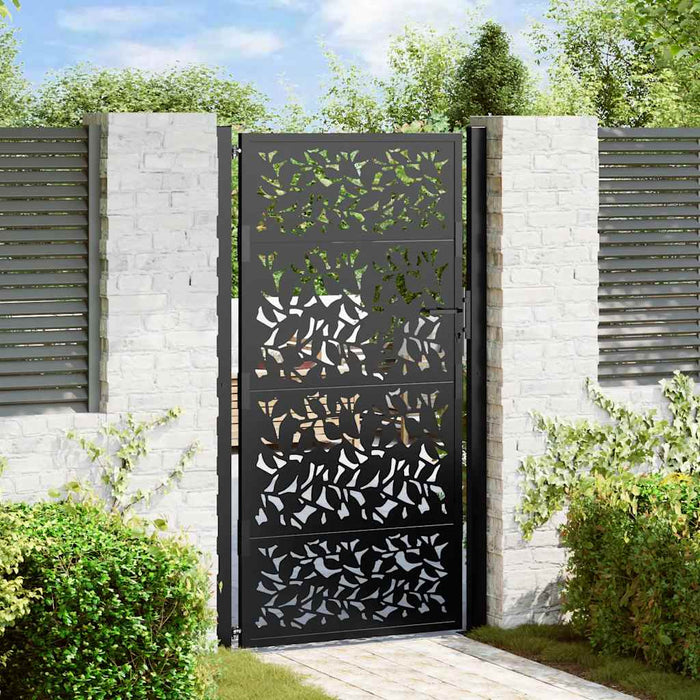 Poartă de grădină neagră 100x175 cm, model frunze de oțel WALTI