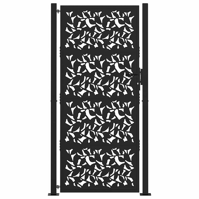 Poartă de grădină neagră 100x200 cm, model frunze de oțel WALTI