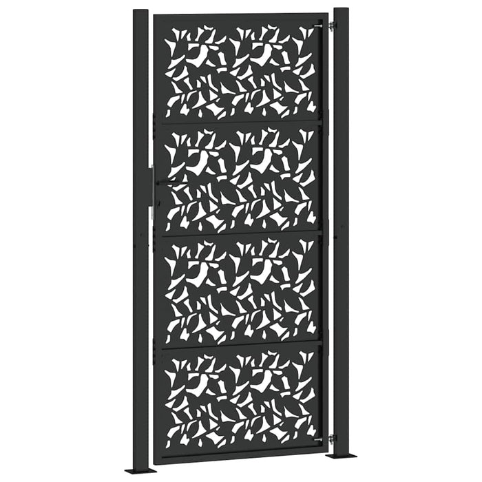 Poartă de grădină neagră 100x200 cm, model frunze de oțel WALTI