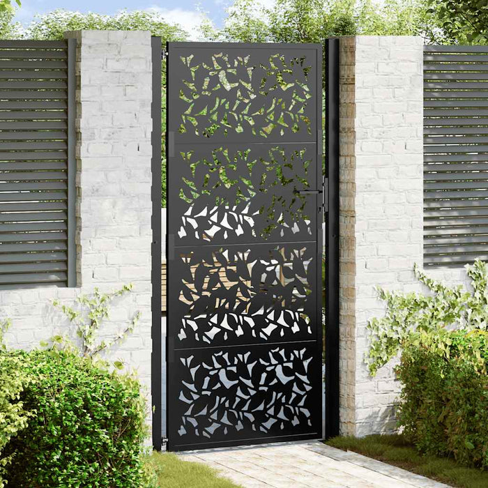 Poartă de grădină neagră 100x200 cm, model frunze de oțel WALTI