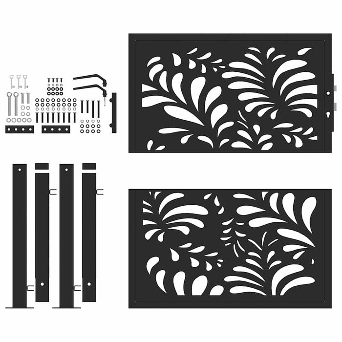 Poartă de grădină neagră 100x100 cm, model ondulat din oțel WALTI