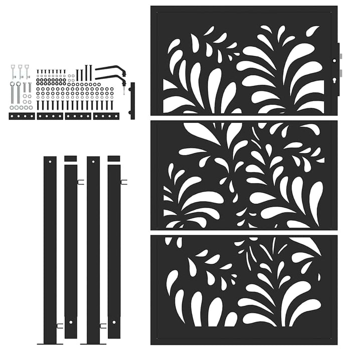 Poartă de grădină neagră 100x150 cm, model ondulat din oțel WALTI