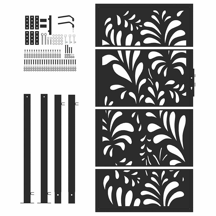 Poarta de gradina neagra 105x180 cm Design ondulat de otel - WALTI WALTI