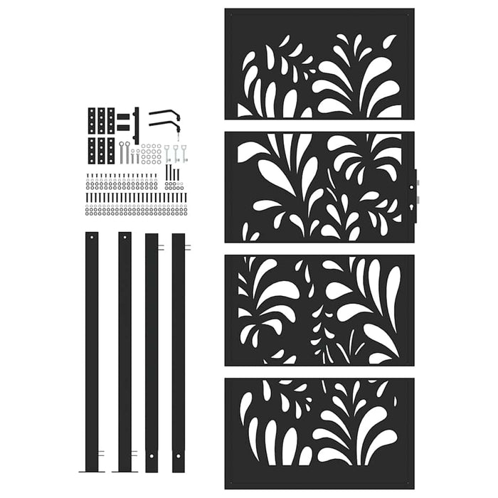 Poartă de grădină neagră 100x200 cm, model ondulat din oțel WALTI