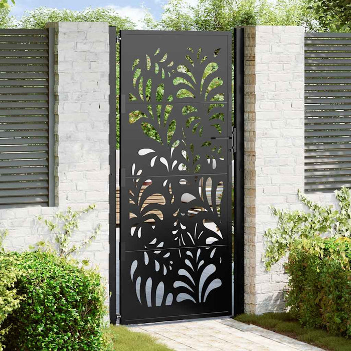 Poartă de grădină neagră 100x200 cm, model ondulat din oțel WALTI