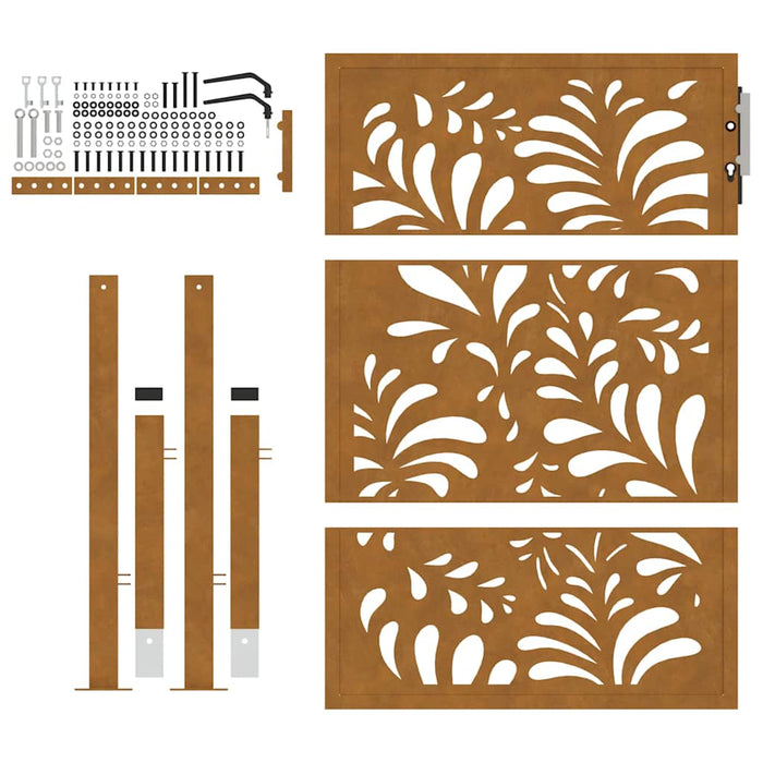 Poartă de grădină 100x150 cm, oțel rezistent la intemperii, model ondulat WALTI