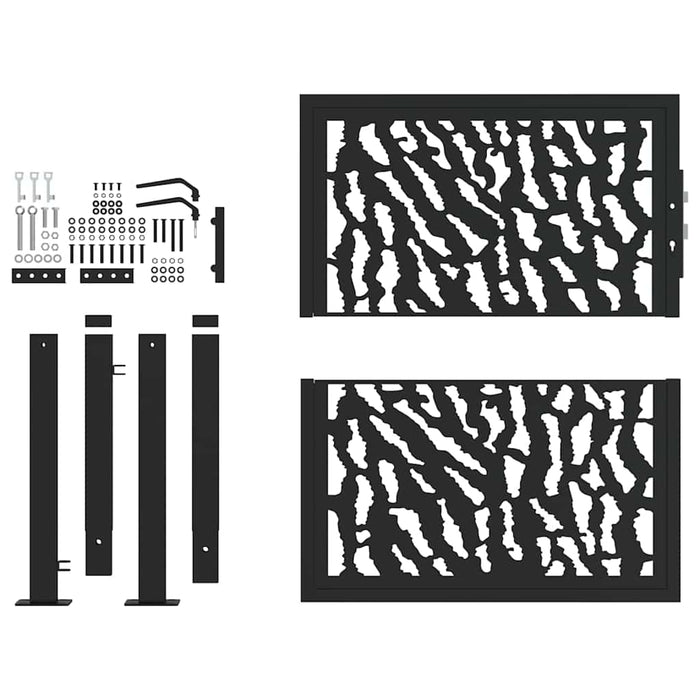 Poartă de grădină neagră 100x100 cm, model cu urme din oțel WALTI