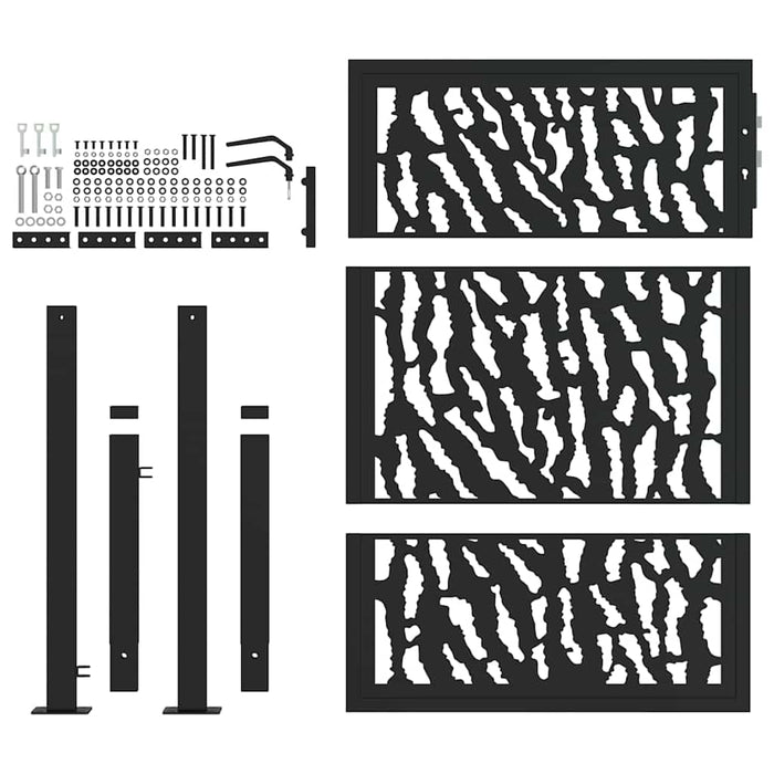 Poartă de grădină neagră 100x125 cm, model cu urme din oțel WALTI