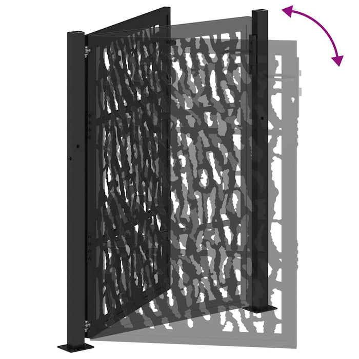 Poartă de grădină neagră 100x125 cm, model cu urme din oțel WALTI