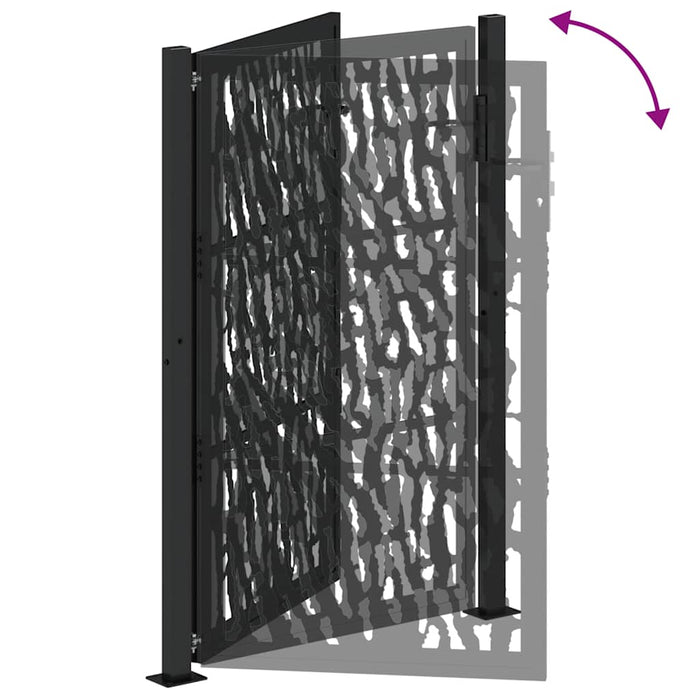 Poartă de grădină neagră 100x150 cm, model cu urme din oțel WALTI