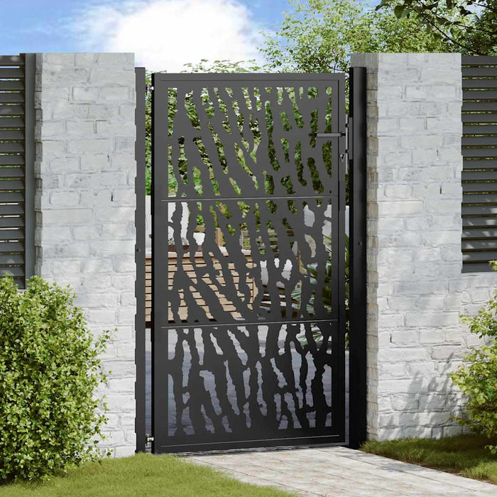 Poartă de grădină neagră 100x150 cm, model cu urme din oțel WALTI
