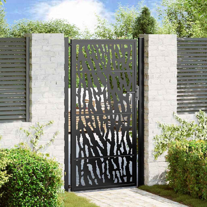 Poartă de grădină neagră 100x175 cm, model cu urme din oțel WALTI