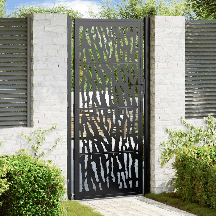 Poartă de grădină neagră 100x200 cm, model cu urme din oțel WALTI