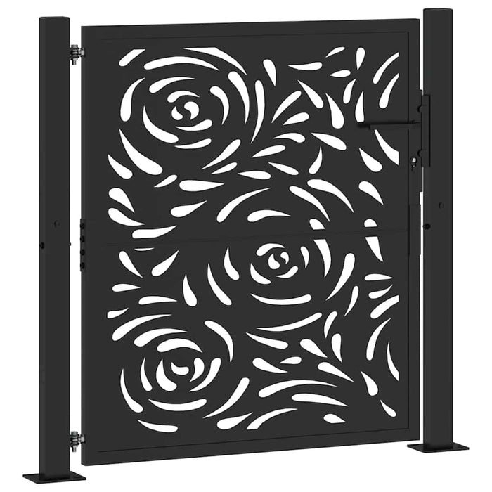 Poartă de grădină neagră 100x100 cm, oțel, design cu flacără WALTI