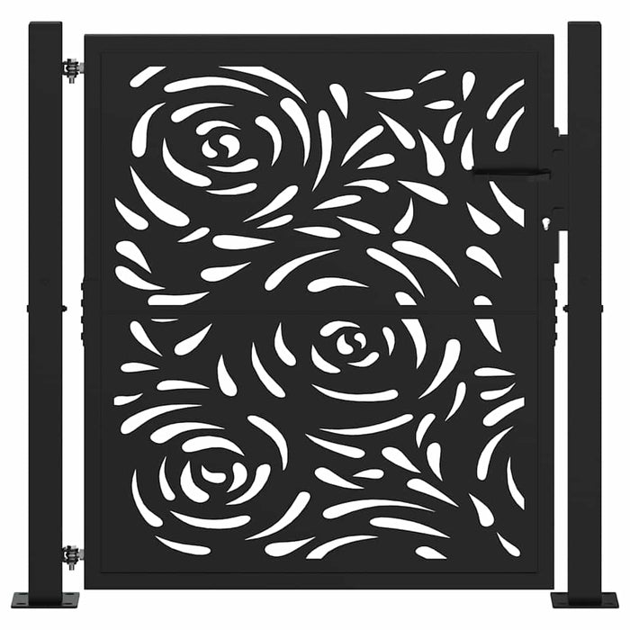 Poartă de grădină neagră 100x100 cm, oțel, design cu flacără WALTI