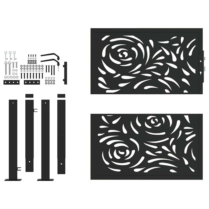 Poartă de grădină neagră 100x100 cm, oțel, design cu flacără WALTI