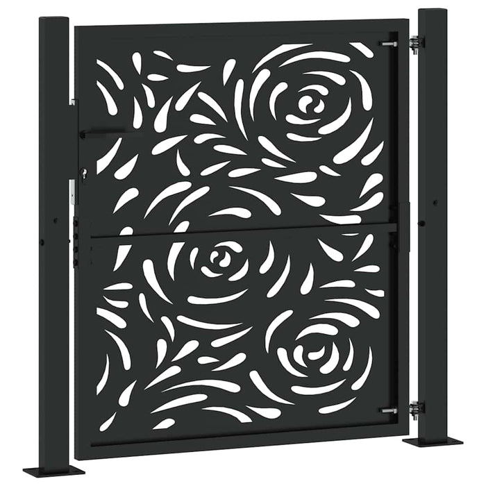 Poartă de grădină neagră 100x100 cm, oțel, design cu flacără WALTI