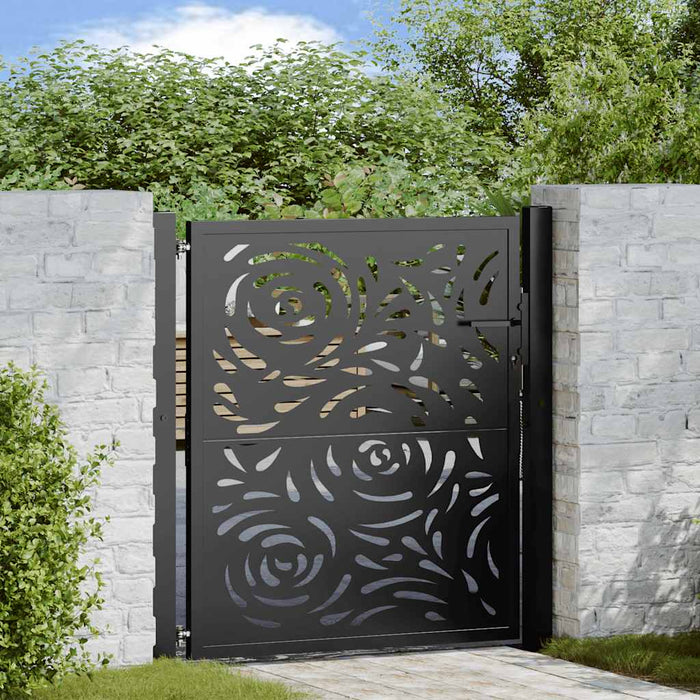 Poartă de grădină neagră 100x100 cm, oțel, design cu flacără WALTI