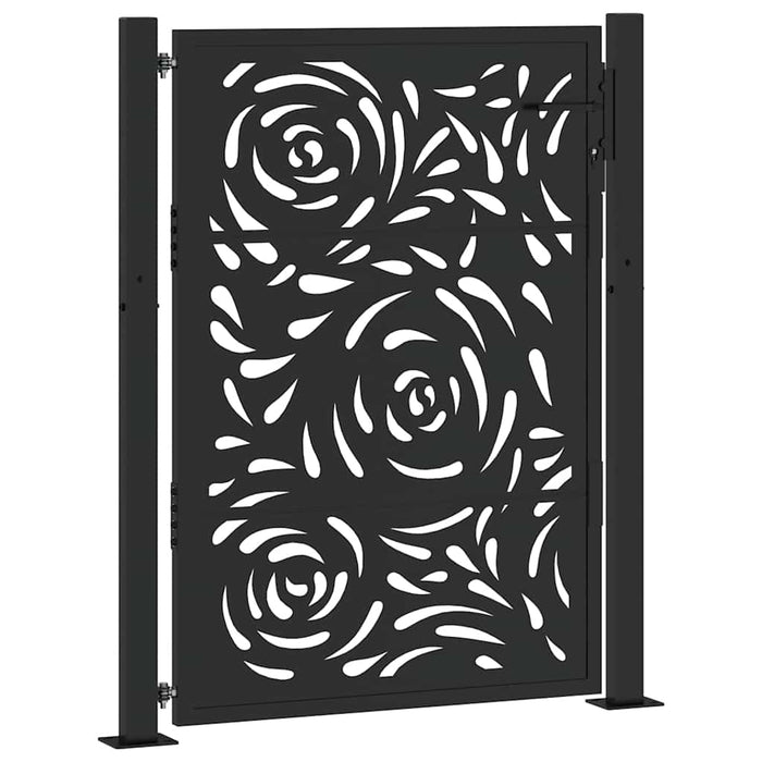 Poartă de grădină neagră 100x125 cm, oțel, design cu flacără WALTI