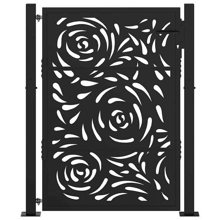 Poartă de grădină neagră 100x125 cm, oțel, design cu flacără WALTI