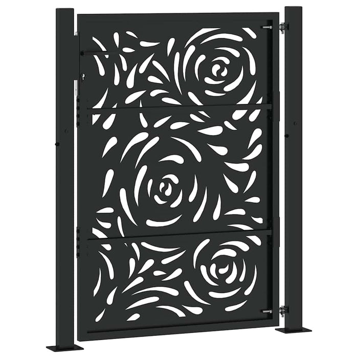 Poartă de grădină neagră 100x125 cm, oțel, design cu flacără WALTI