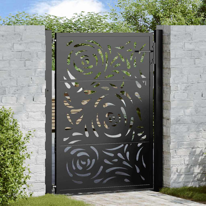 Poartă de grădină neagră 100x125 cm, oțel, design cu flacără WALTI