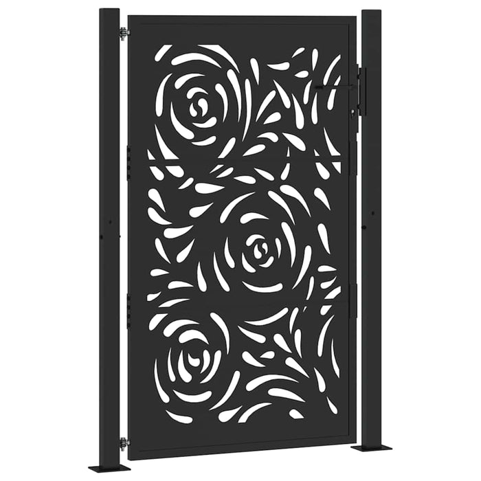 Poartă de grădină neagră 100x150 cm, oțel, design cu flacără WALTI