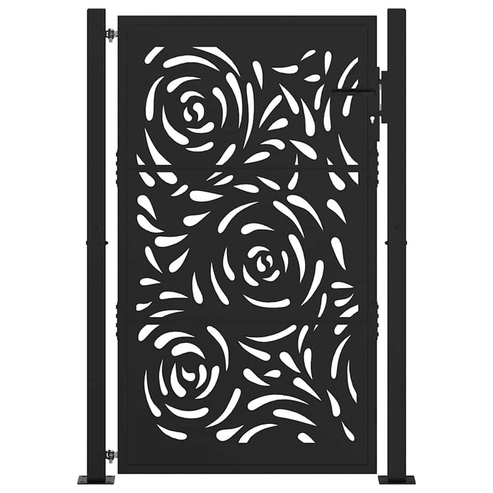 Poartă de grădină neagră 100x150 cm, oțel, design cu flacără WALTI