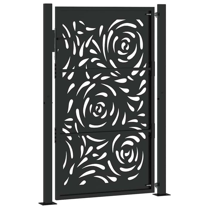 Poartă de grădină neagră 100x150 cm, oțel, design cu flacără WALTI