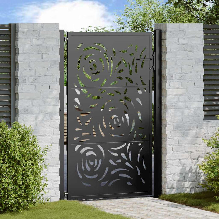 Poartă de grădină neagră 100x150 cm, oțel, design cu flacără WALTI