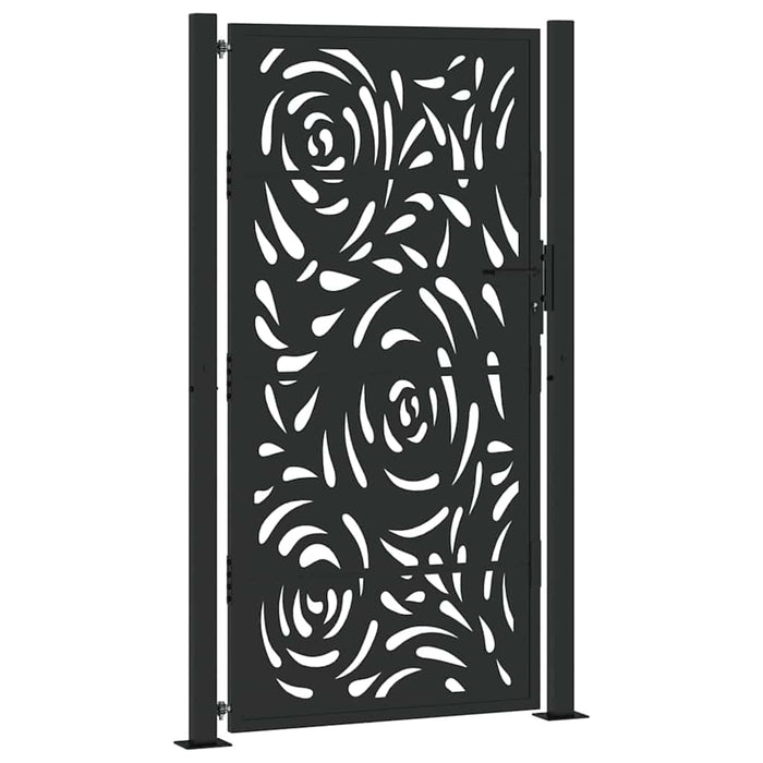 Poartă de grădină neagră 100x175 cm, oțel, design cu flacără WALTI