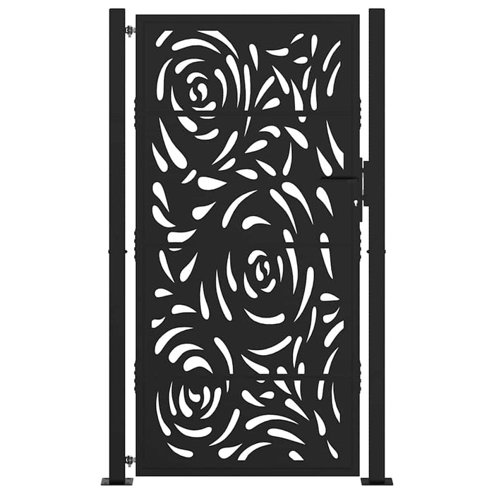 Poartă de grădină neagră 100x175 cm, oțel, design cu flacără WALTI