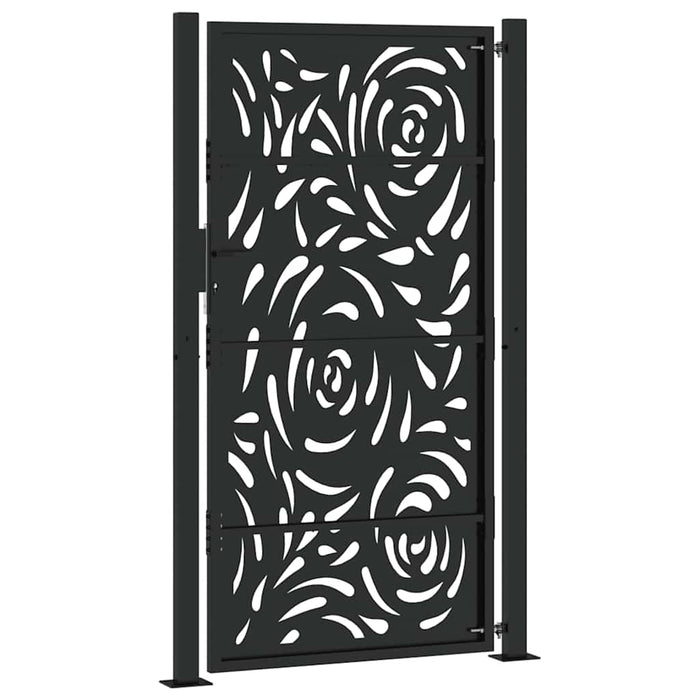 Poartă de grădină neagră 100x175 cm, oțel, design cu flacără WALTI