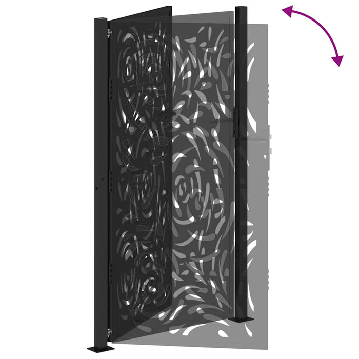 Poartă de grădină neagră 100x175 cm, oțel, design cu flacără WALTI