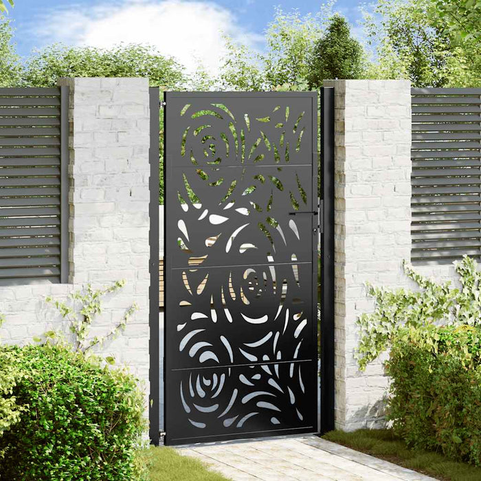 Poartă de grădină neagră 100x175 cm, oțel, design cu flacără WALTI