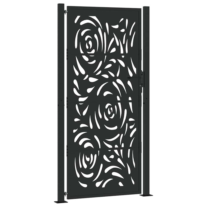 Poartă de grădină neagră 100x200 cm, oțel, design cu flacără WALTI