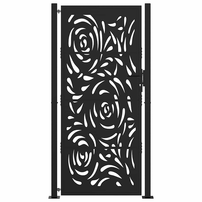 Poartă de grădină neagră 100x200 cm, oțel, design cu flacără WALTI