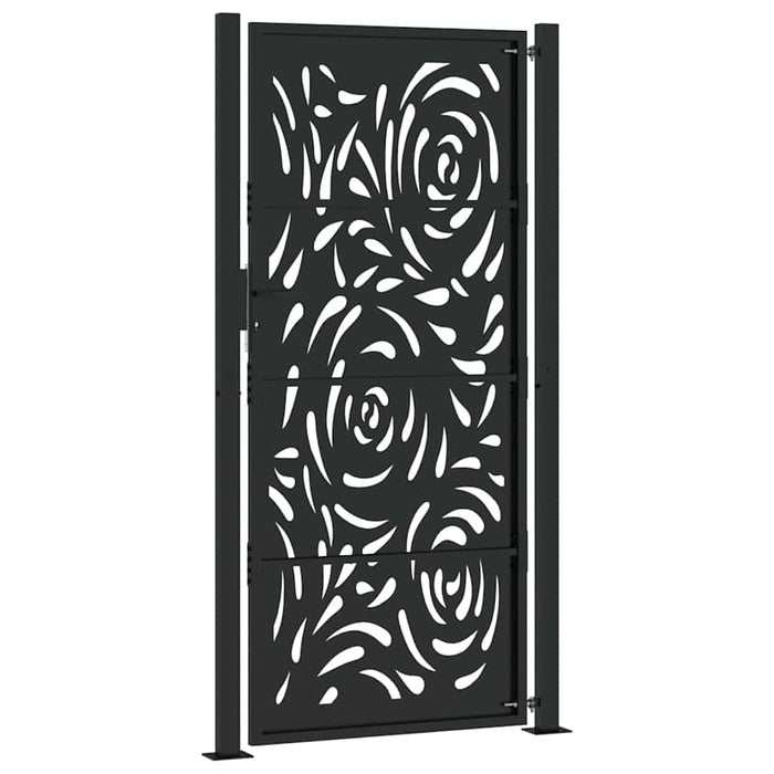 Poartă de grădină neagră 100x200 cm, oțel, design cu flacără WALTI