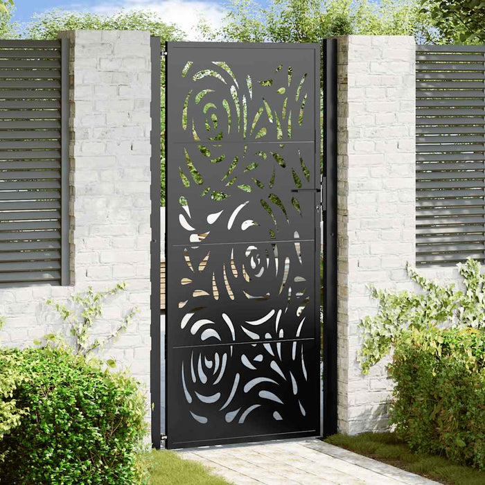 Poartă de grădină neagră 100x200 cm, oțel, design cu flacără WALTI