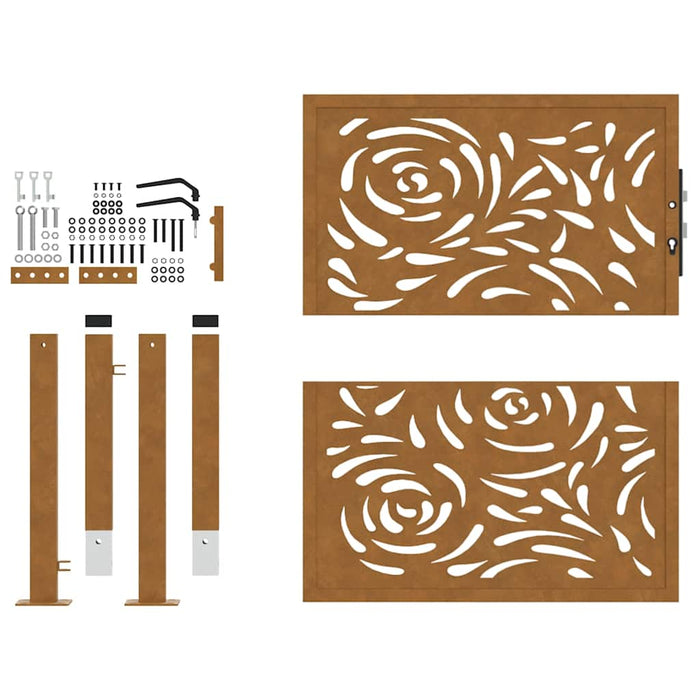 Poartă de grădină 100x100 cm, oțel rezistent la intemperii, model flacără WALTI