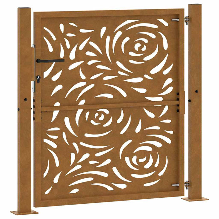 Poartă de grădină 100x100 cm, oțel rezistent la intemperii, model flacără WALTI