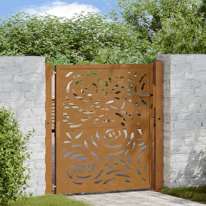 Poartă de grădină 100x100 cm, oțel rezistent la intemperii, model flacără WALTI