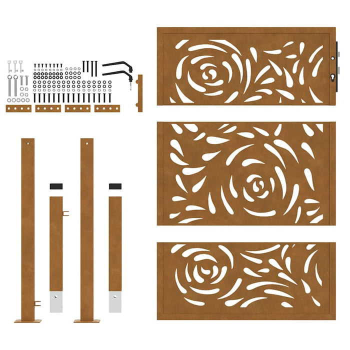 Poartă de grădină 100x150 cm, oțel rezistent la intemperii, model flacără WALTI