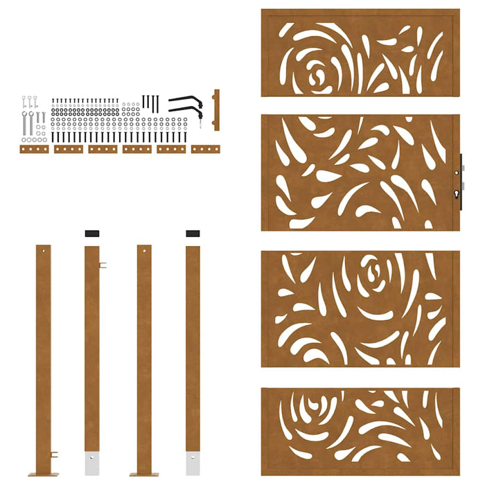Poartă de grădină 100x175 cm, oțel rezistent la intemperii, design cu flacără WALTI